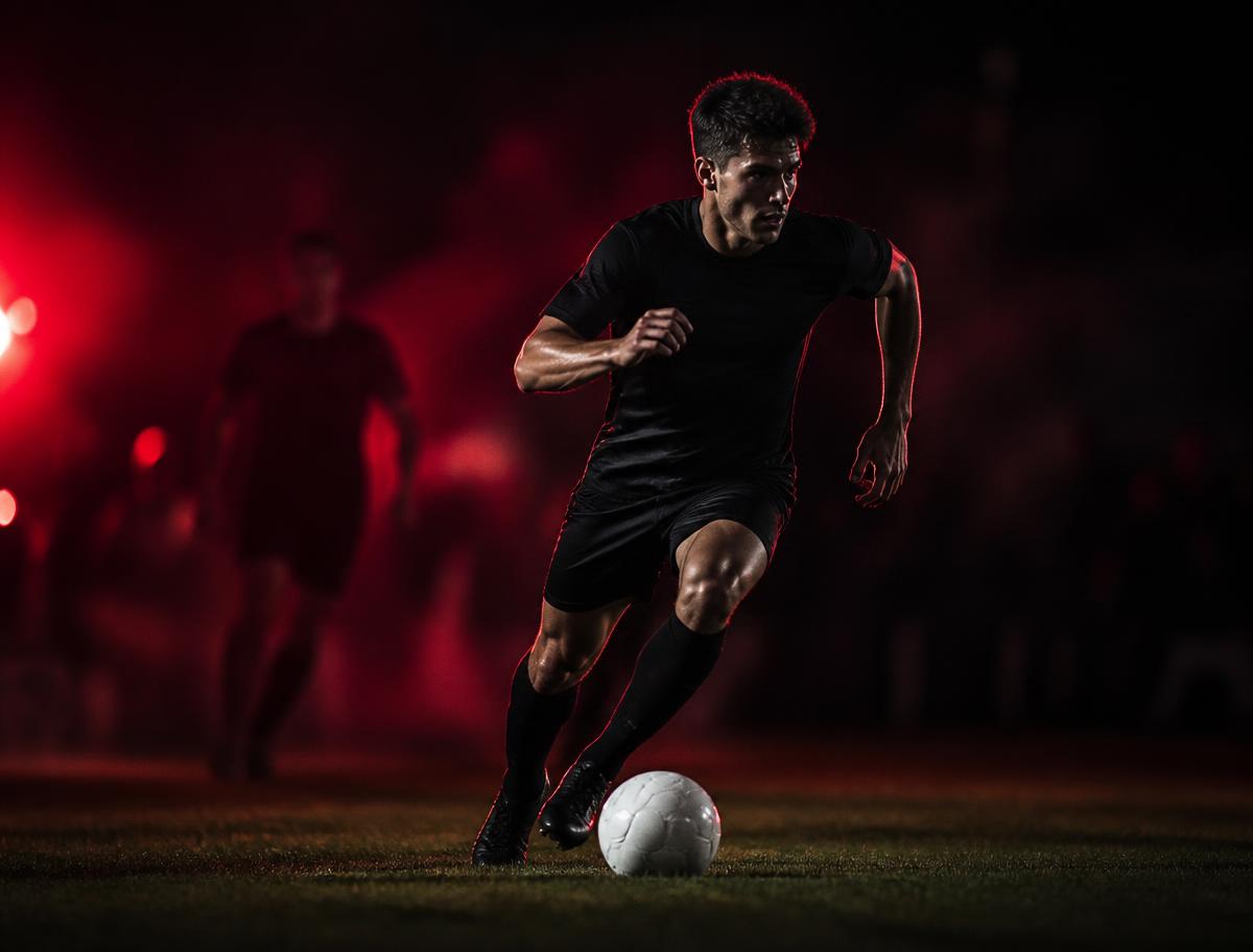 Fußball – Athlet in Aktion, Sprinttraining mit dem REEP Speed System (KI-generierte Illustration)